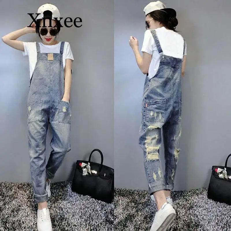 Women Clothing Denim Washed Fabric Rompers Summer Autumn HOLE Overalls Women Jumpsuit Suspenders Jeans SLIM Women Ov
